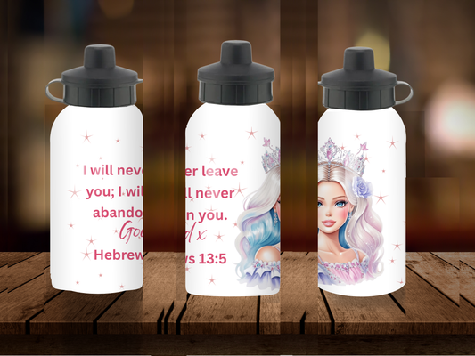 600ml Aluminium Water Bottle - I Will Never Leave You Hebrews 13:5