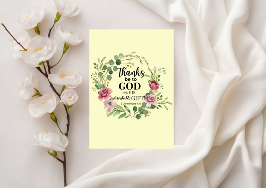 Scripture Card - Thanks be to God for his indescribable gift! 2 Corinthians 9:15