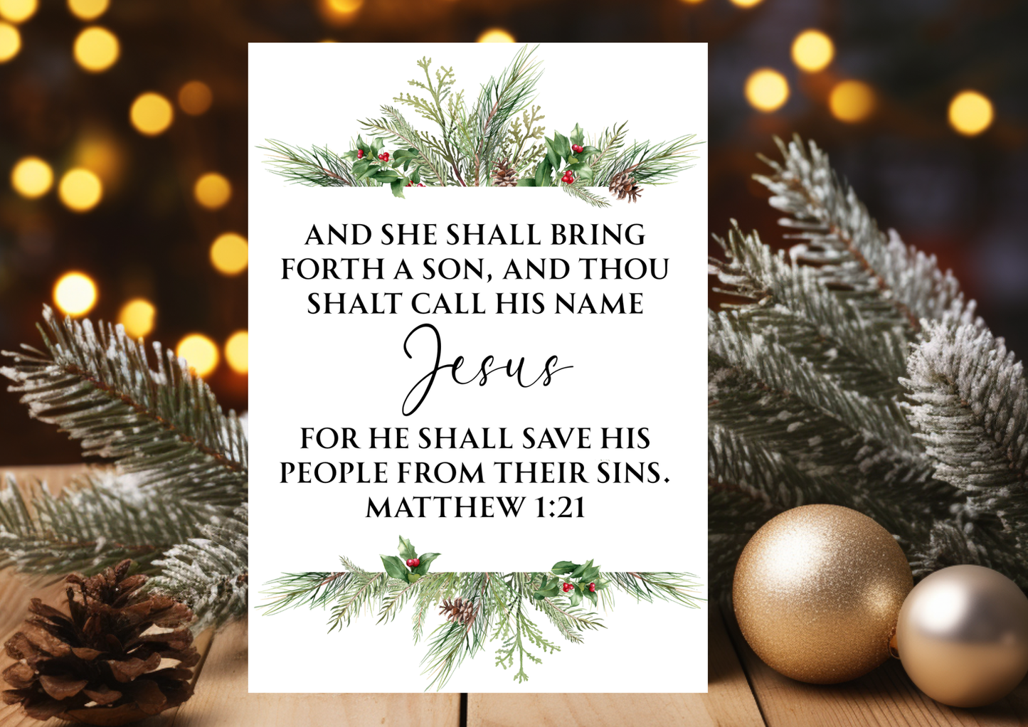 Christmas Card - And She Shall Bring Forth A Son Matthew 1:21