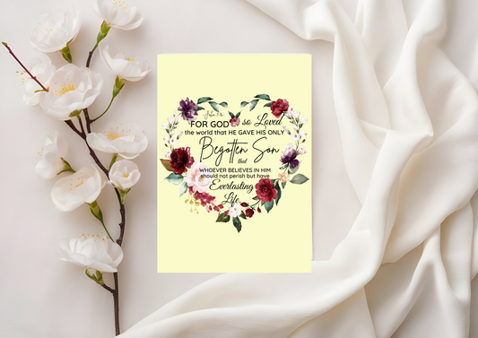 Scripture Card - For God so loved the world that he gave his one and only Son John 3:16