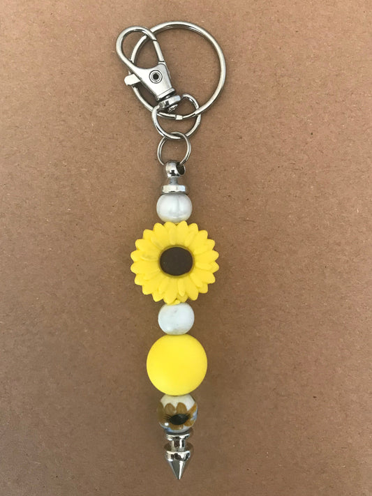 Sunflower Beaded Keychain