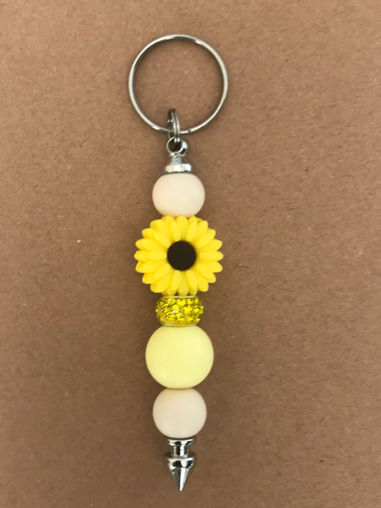 Sunflower Rhinestone Beaded Keychain