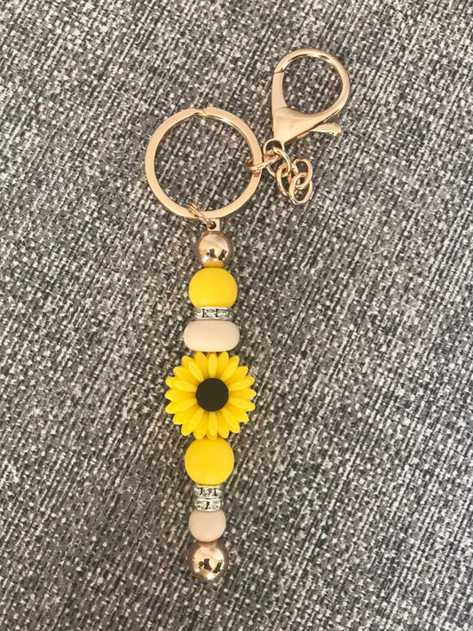 Rose Gold Sunflower Keychain