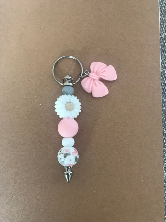 Daisy-Rose Keychain with Pink Bow