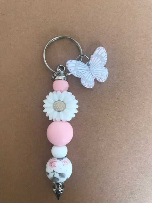 Daisy-Rose Keychain with Butterfly