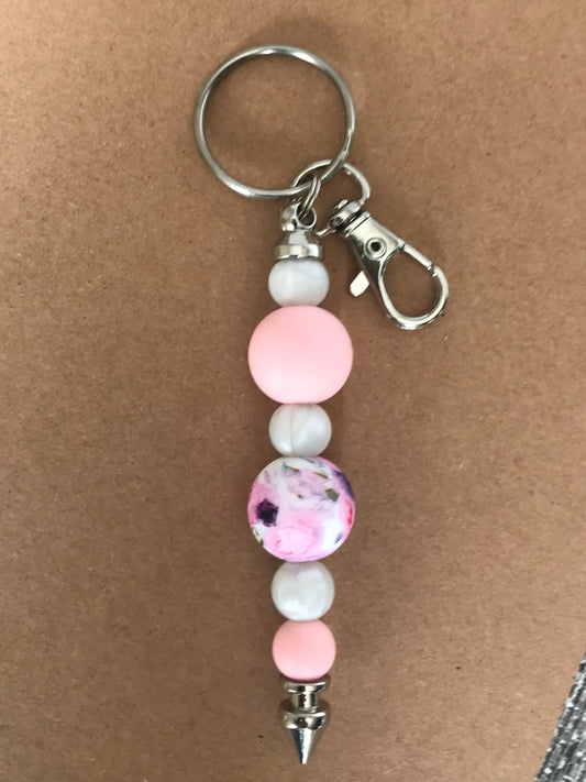 Pink Rose Pearly Keychain
