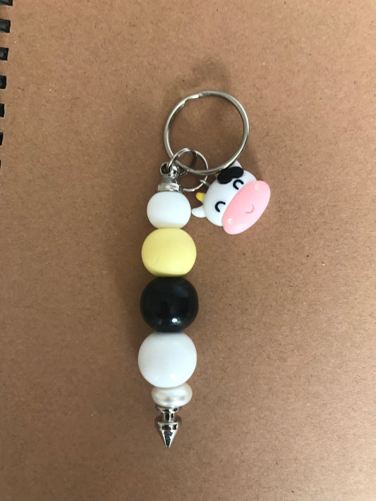 Cow Keychain - Yellow, Black & White