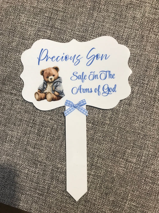 Plaque Grave Marker 17x24cm - Precious Son Safe In The Arms Of God