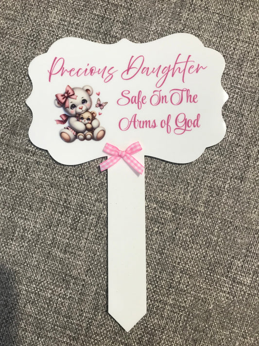 Plaque Grave Marker 17x24cm - Precious Daughter Safe In The Arms Of God