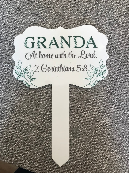 Plaque Grave Marker 17x24cm - Granda At Home with the Lord 2 Corinthians 5:8