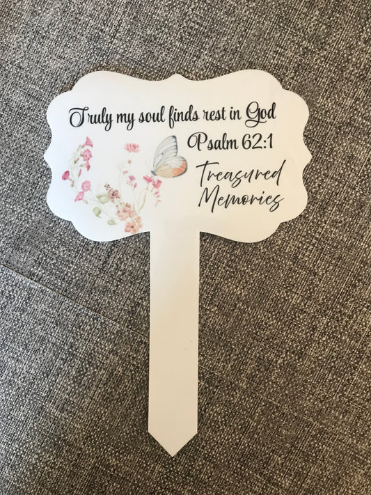 Plaque Grave Marker 17x24cm - Truly My Soul Finds Rest In God Psalm 62:1