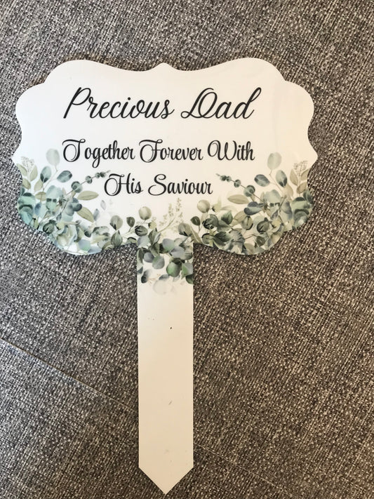 Plaque Grave Marker 17x24cm - Precious Dad Together Forever With His Saviour