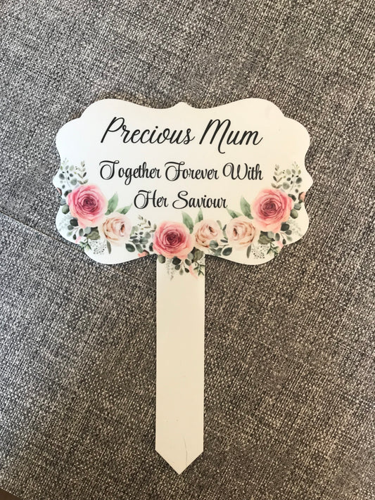 Plaque Grave Marker 17x24cm - Precious Mum Together Forever With Her Saviour