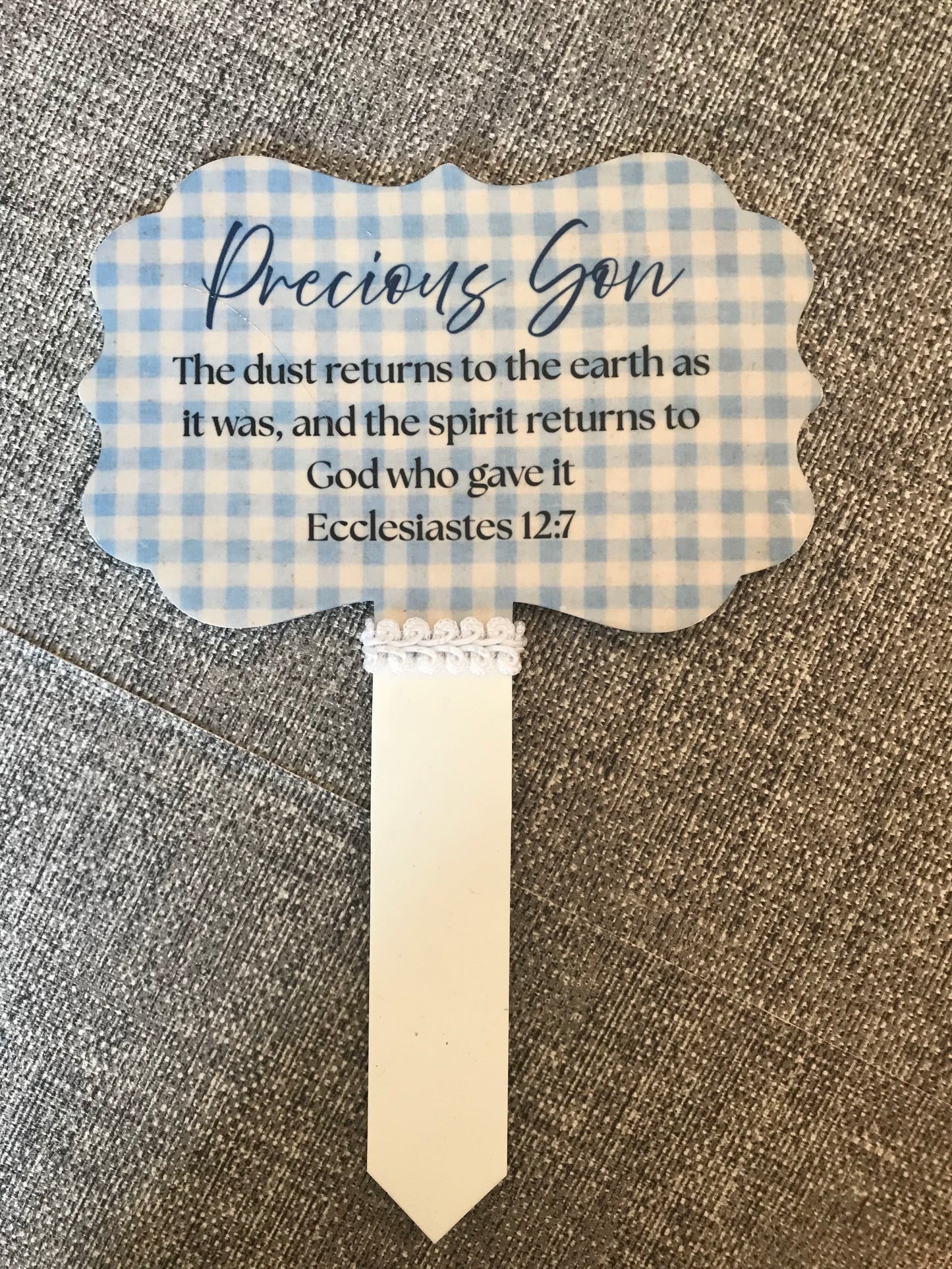 Plaque Grave Marker 17x24cm - The Spirit returns to God Ecc 12:7 Precious Son