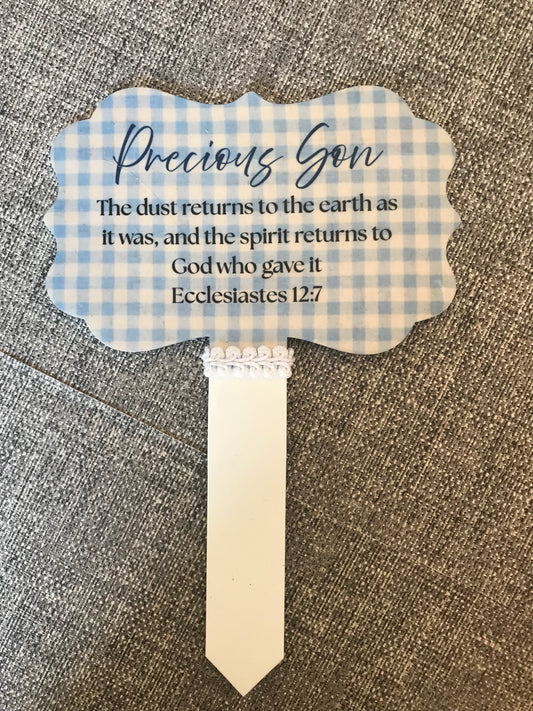Plaque Grave Marker 17x24cm - The Spirit returns to God Ecc 12:7 Precious Son