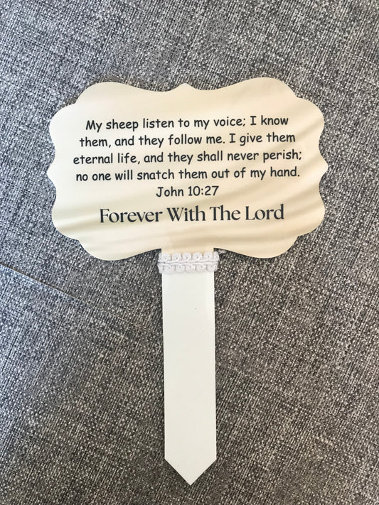 Plaque Grave Marker 17x24cm - Eternal Life, They Will Never Perish John 10:27