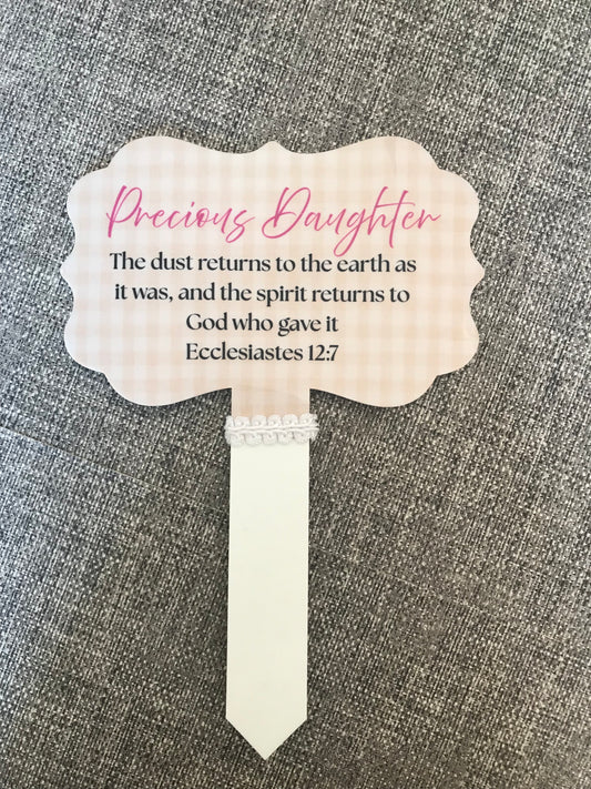 Plaque Grave Marker 17x24cm - The Spirit returns to God Ecc 12:7 Precious Daughter