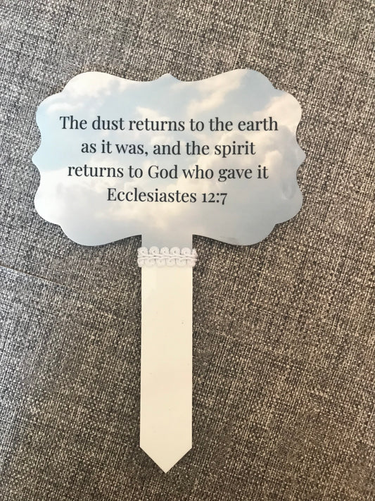Plaque Grave Marker 17x24cm - The Spirit returns to God Ecc 12:7