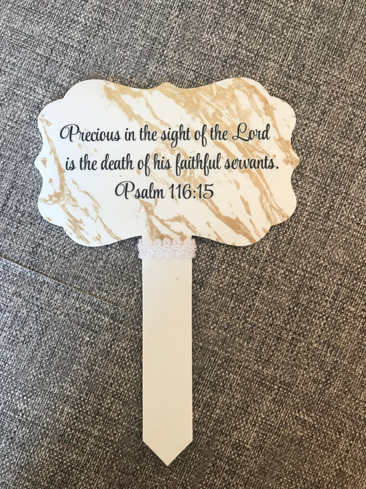 Plaque Grave Marker 17x24cm - Precious is the death of His Faithful Servants Psalm 116:15