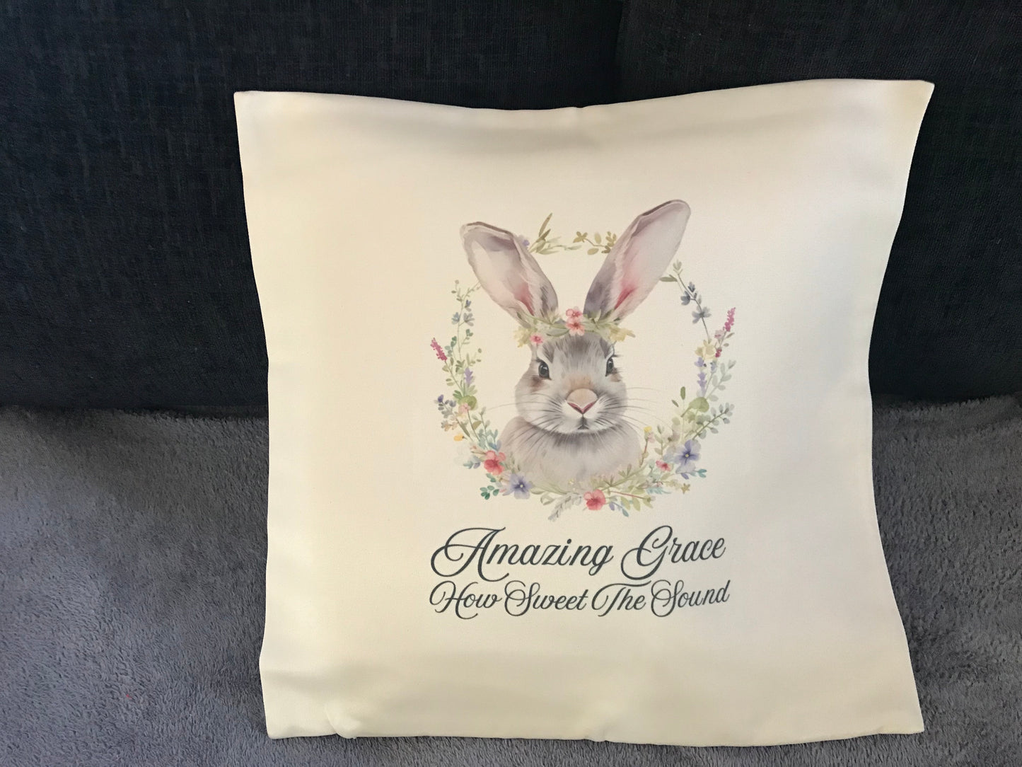 Cushion Cover 45x45cm Amazing Grace How Sweet The Sound - Floral Rabbit