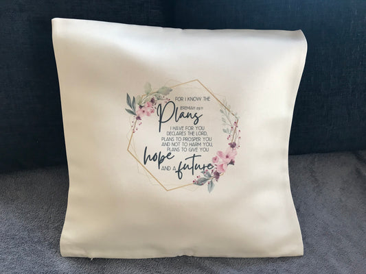 Cushion Cover 45x45cm - For I Know The Plans I Have For You Jeremiah 29:11