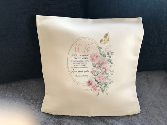 Cushion Cover 45x45cm Love 1 Corinthians 13:4-8