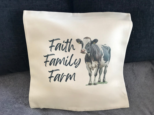 Cushion Cover 45x45cm Faith, Family, Farm Fresion Cow