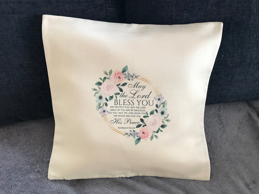 Cushion Cover 45x45cm  The Lord Bless You and Keep You Numbers 6:24 Floral