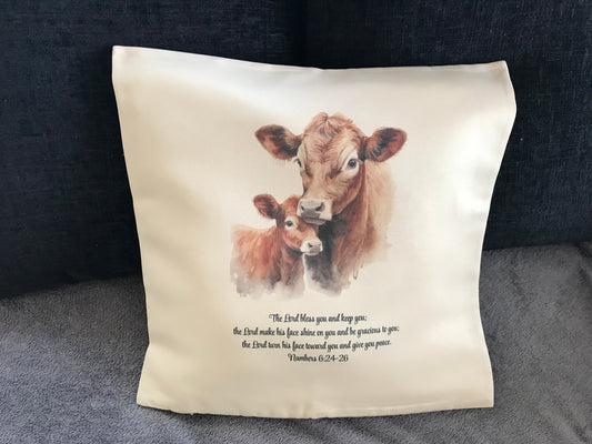 Cushion Cover 45x45cm  The Lord Bless You and Keep You Numbers 6:24 Cows