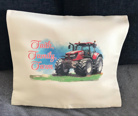 Cushion Cover 45x45cm Faith, Family, Farm Red Tractor