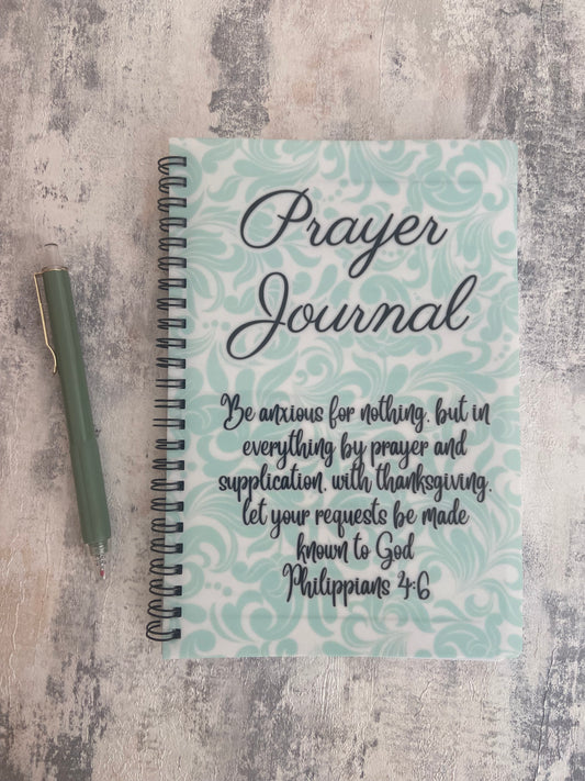 Notebook A5 Prayer Journal Be Anxious For Nothing Philippians 4:6 Cyon Pattern