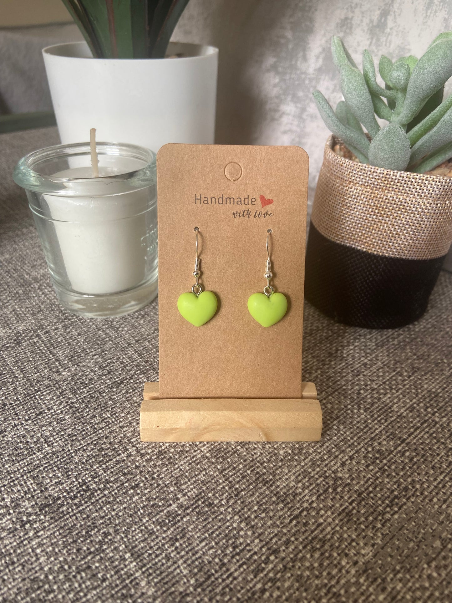 Resin Heart Silver Earring