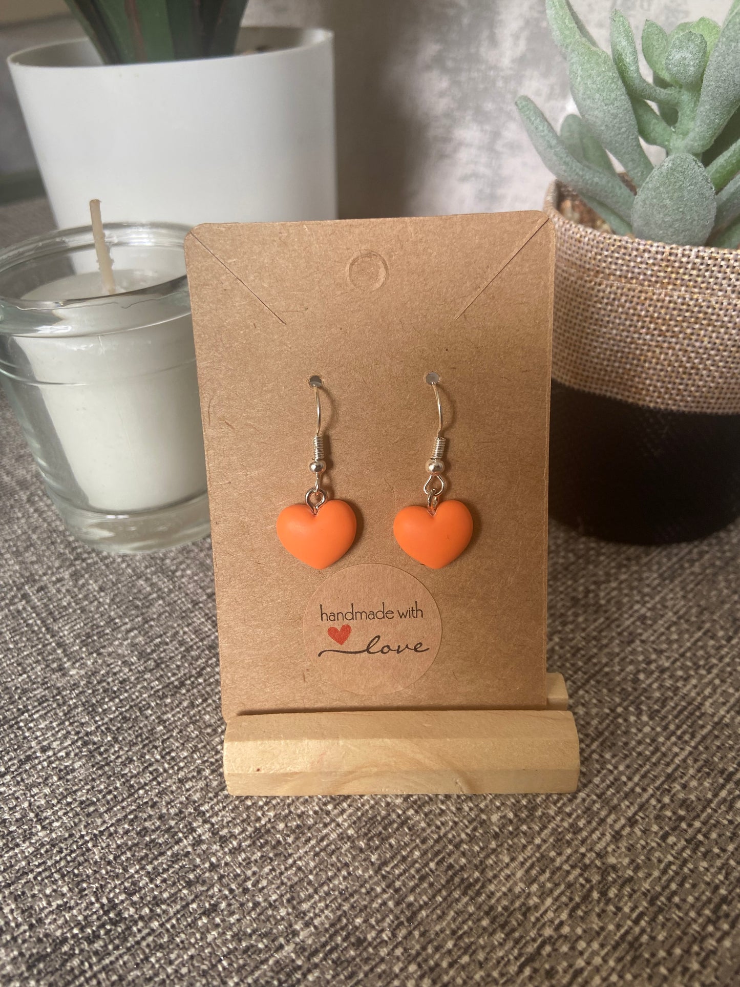Resin Heart Silver Earring