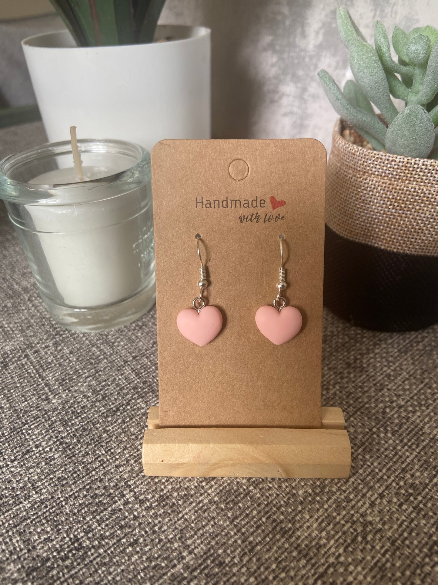 Resin Heart Silver Earring