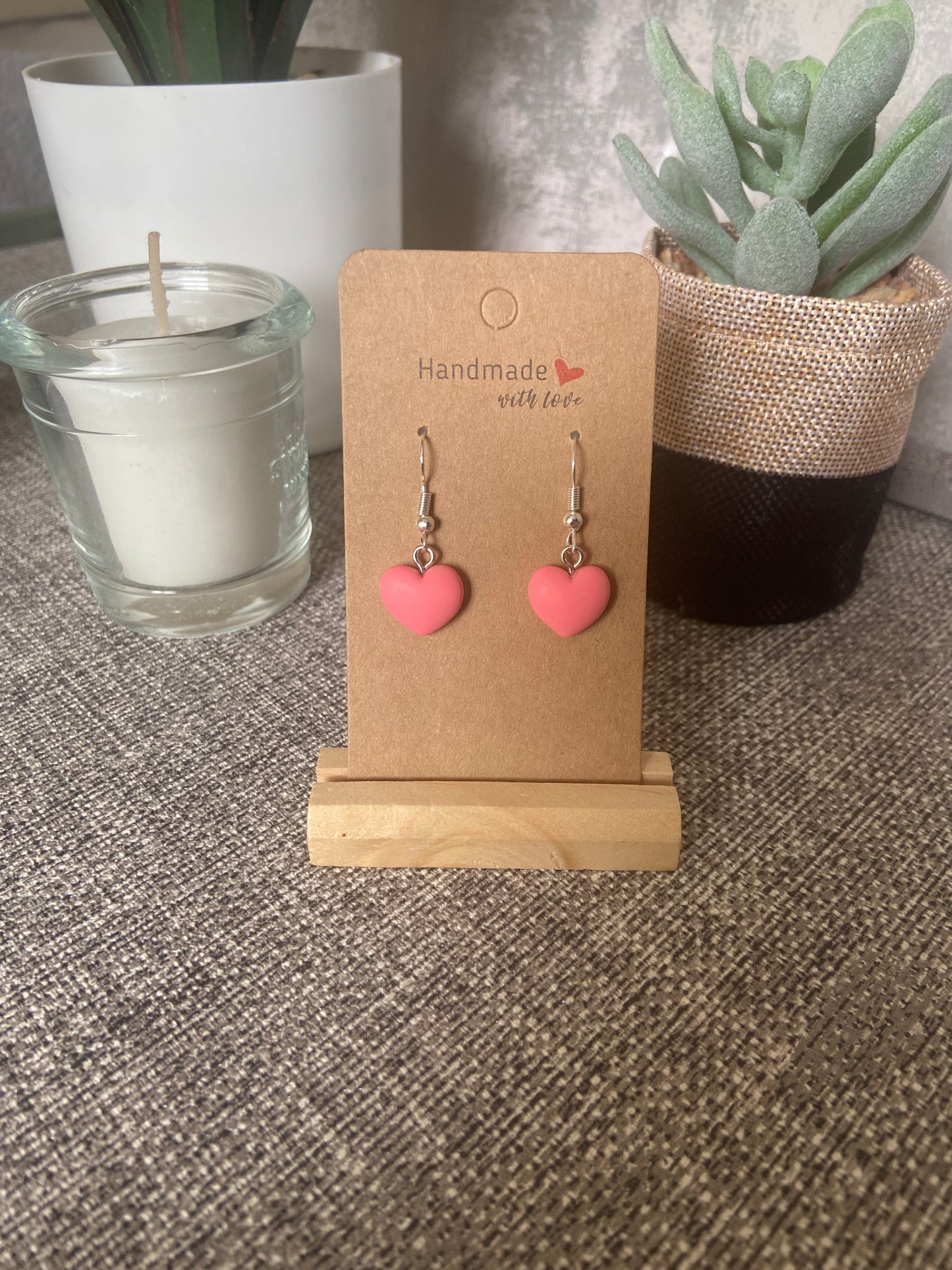 Resin Heart Silver Earring
