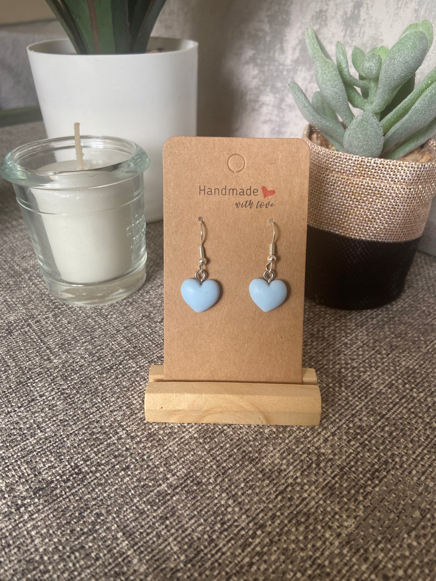 Resin Heart Silver Earring