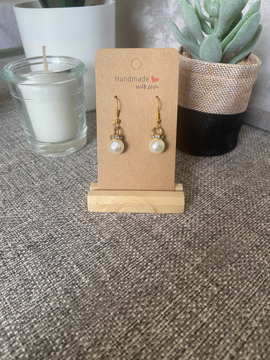 Faux Pearl Drop Earrings - Gold/ Silver
