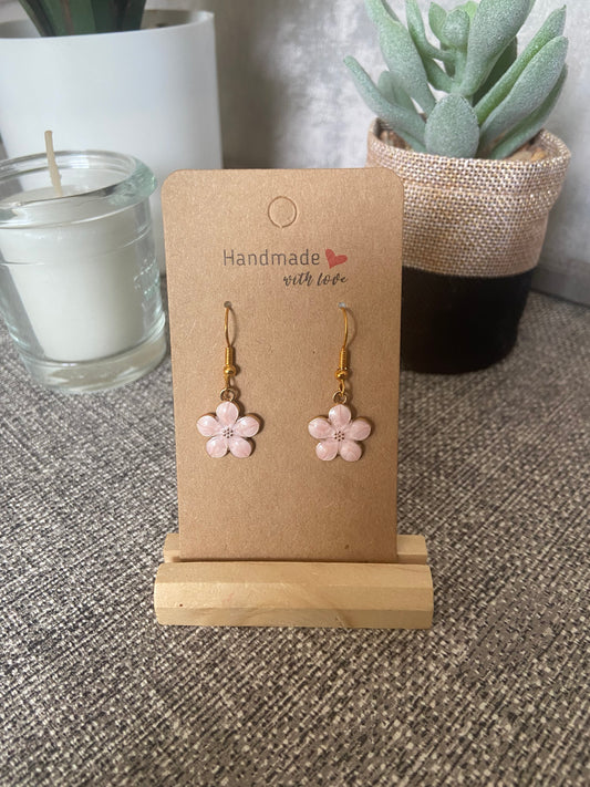 Metal Floral Drop Gold Earrings - Variety Colours