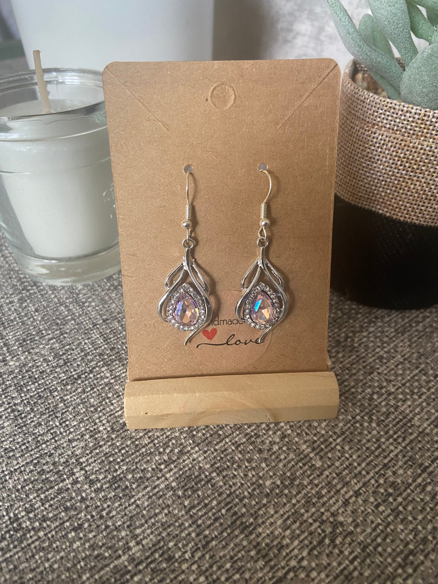 Leaf Droplet Silver Dazzling Earring