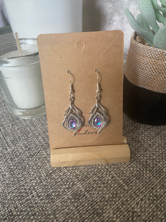 Leaf Droplet Silver Dazzling Earring