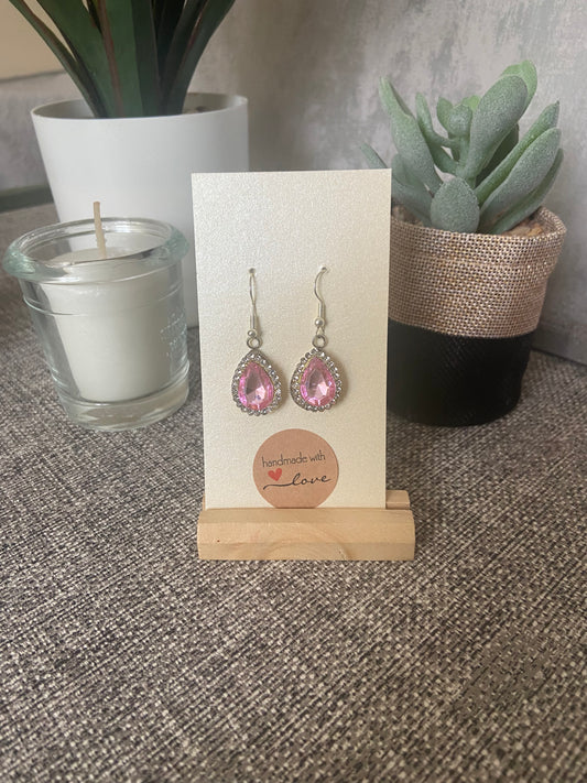 Teardrop Rhinestone Silver Earring