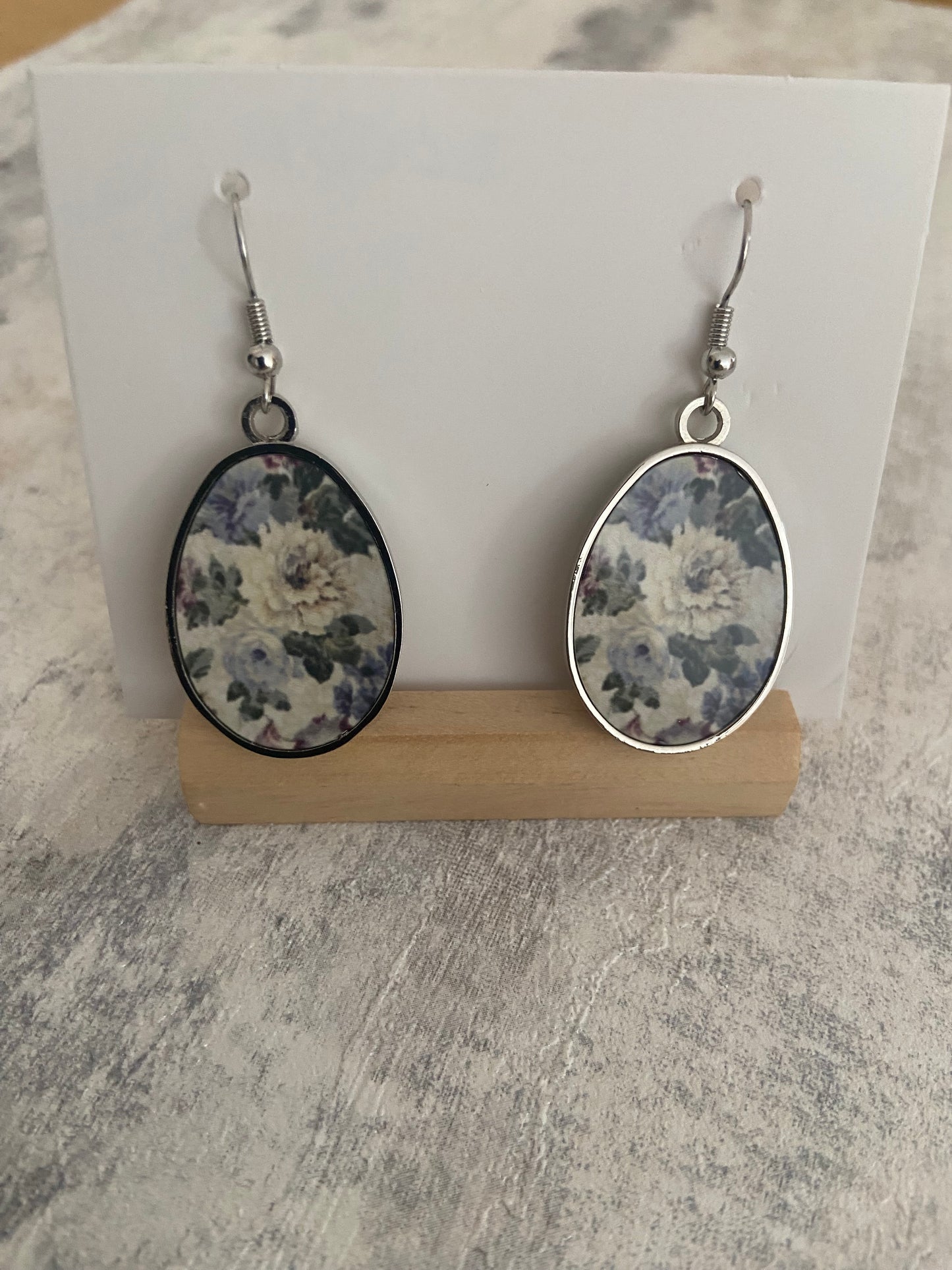 Pendant Drop Metal Silver Earrings 5cm Double sided- Selection of Images