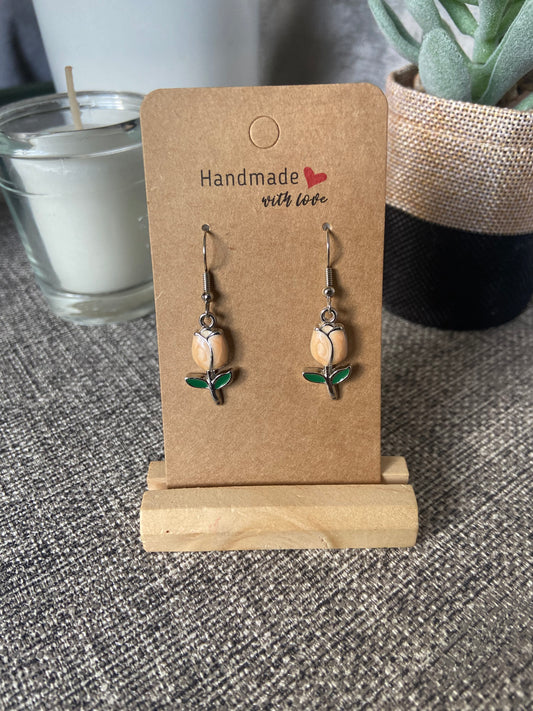Daffodil Dangle Gold Earring - Sand Colour