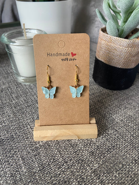 Small Butterfly Dangle Gold Earring