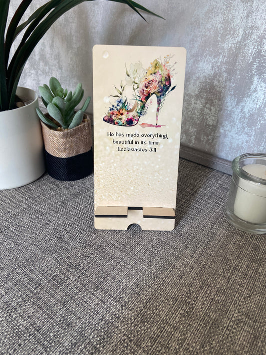 Mobile Phone Stand MDF - Everything Beautiful In Its Time Ecc 3:11