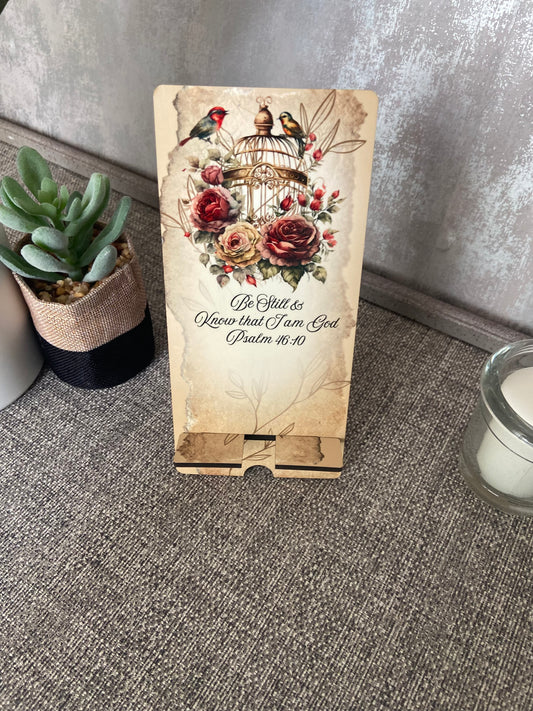 Mobile Phone Stand MDF - Be Still & Know Psalm 46:10