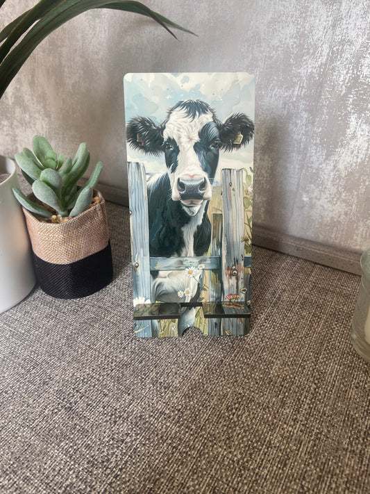 Mobile Phone Stand MDF - Cow In Field
