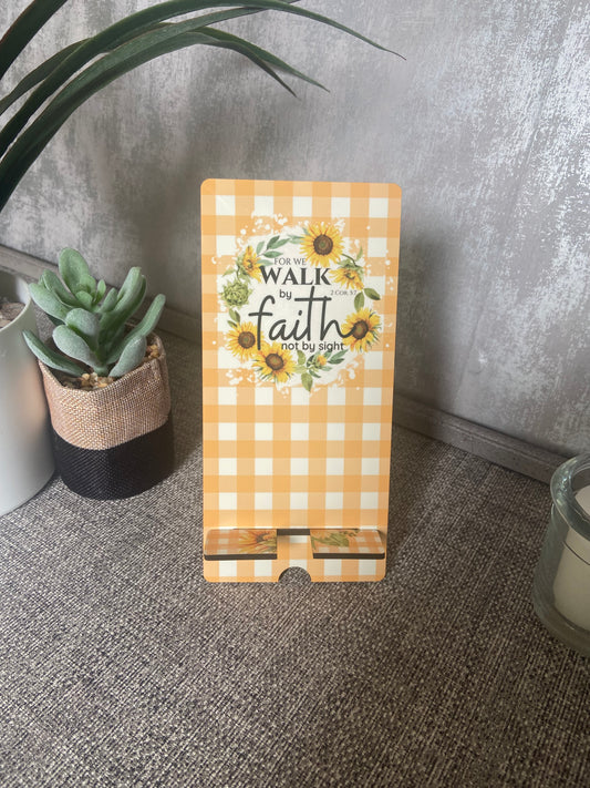 Mobile Phone Stand MDF - Walk By Faith 2 Corinthians 5:7