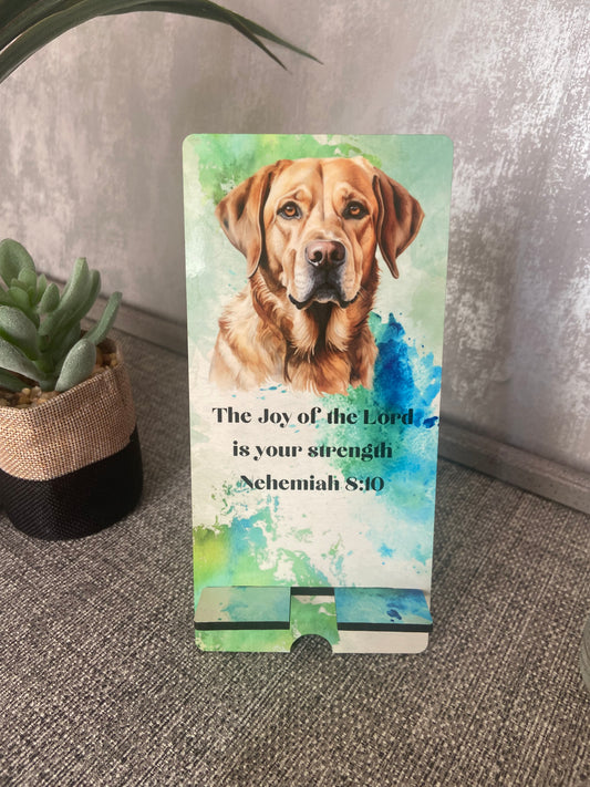 Mobile Phone Stand MDF - The Joy Of The Lord Is Your Strength Nehemiah 8:10