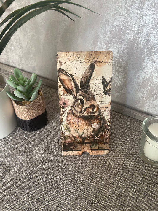 Mobile Phone Stand MDF - Vintage Rabbit